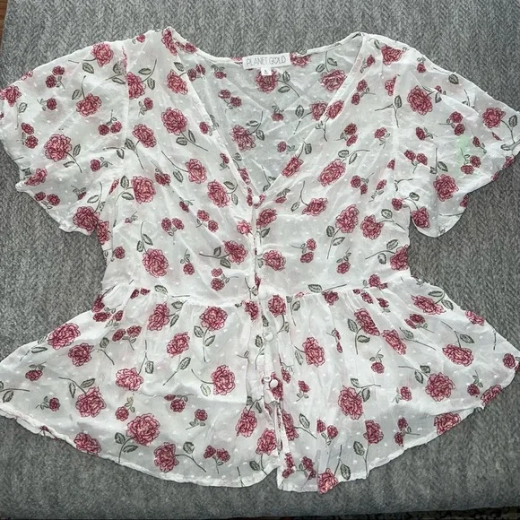 Button up floral blouse - Picture 6 of 6